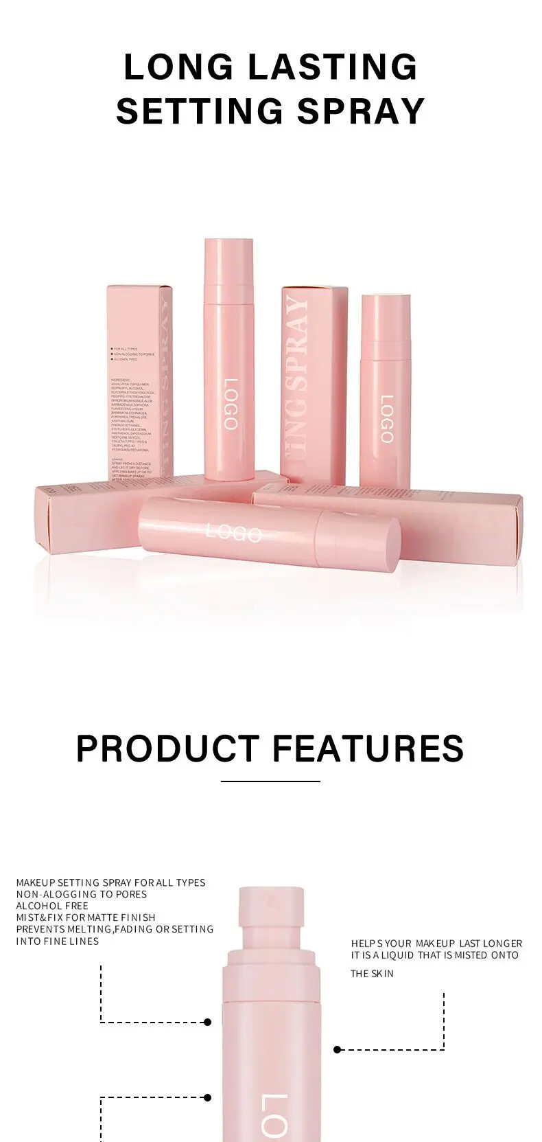 Wholesale Highlighter Makeup Liquid Body Highlighter Glitter Spray Pink