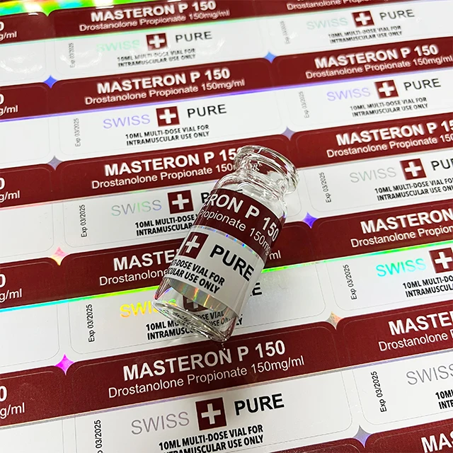 Free design custom strong hologram mast e 10ml injection transparent vial label