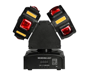 LED Moving Head Light 8 LED RGB Beam Rotating Stage Light Strobe With Voice Control DMX 512 for DJ Party Disco