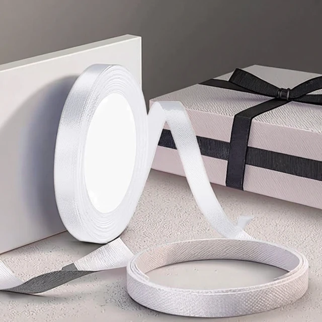 Solid Color 1cm Width Satin Ribbon Single Face with Plain Design for Gift Wrapping and Valentine's Day Floral Decorations