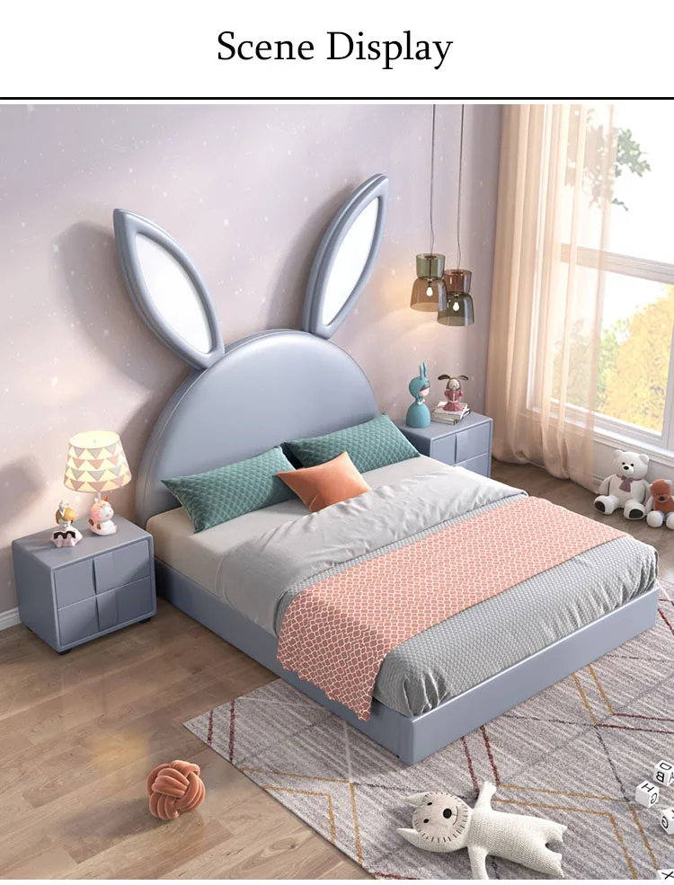 Children Rabbit Bed Girls Princess Pink Boy Lovely Double Kids Bed ...
