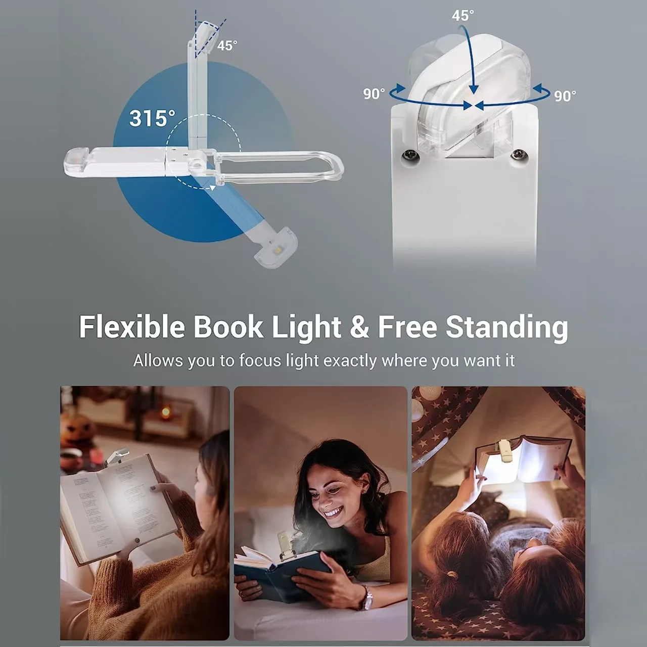 Creative Rechargeable Dimming Color Mini Reading Bookmark Light USB Bedroom Clip on Led