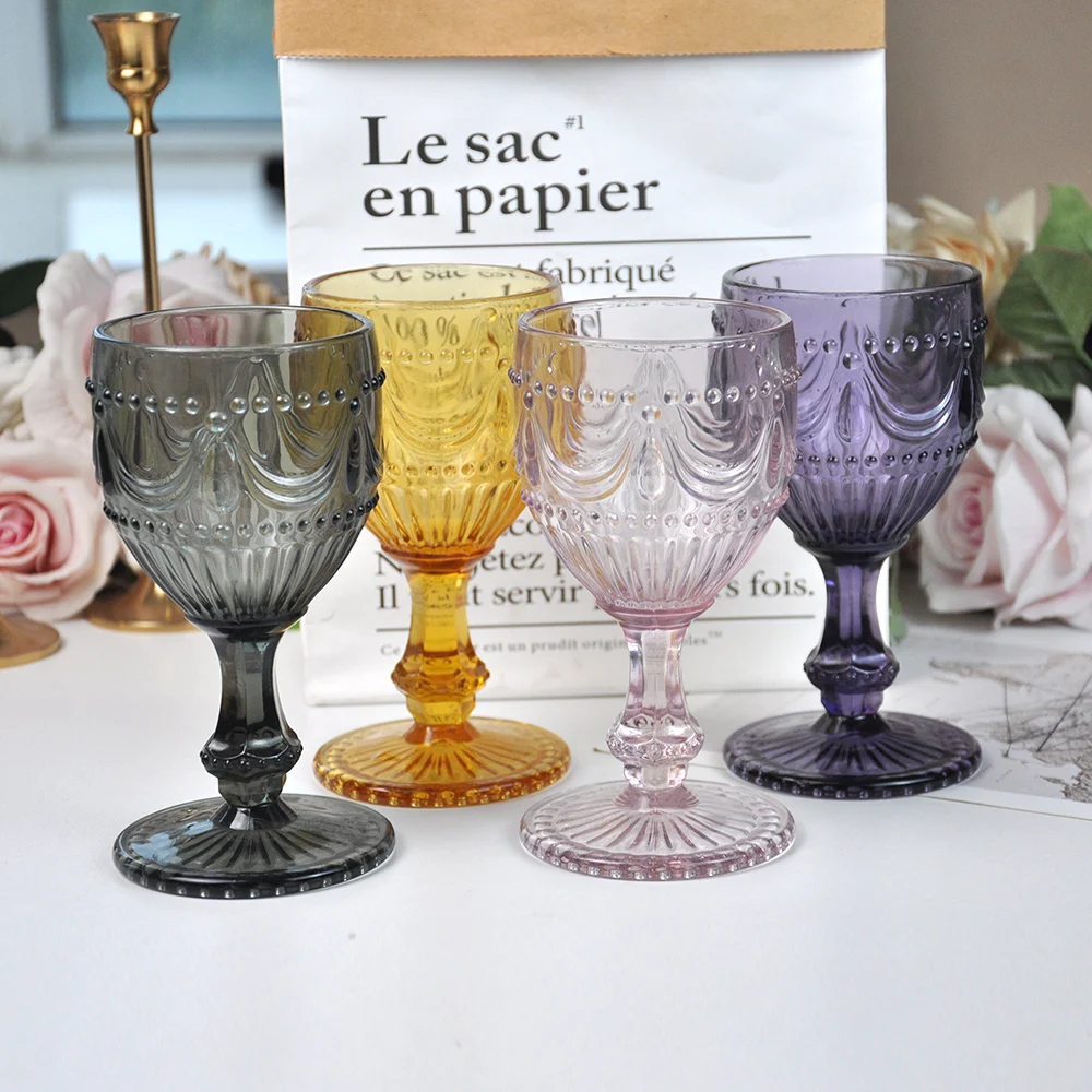 Colored Wine Glassware Amber Black Blue Wholesale Cheap Vintage Water