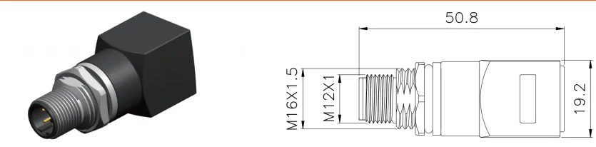M12 Male RJ45 Straight Plastic Adapter A/D Coded 4 8 Pin M12