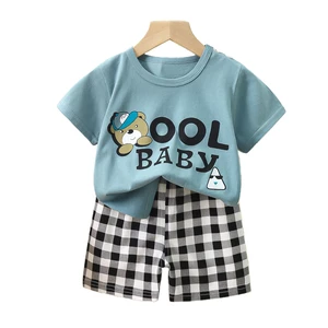 Boy's 2pcs T-shirt  Shorts Cartoon Print Short Sleeve Top Casual Outfits Kids Clothes Boys Clothing Sets for Summer