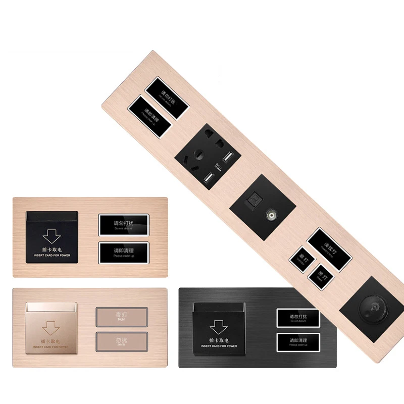 Gold Hotel Us Electrical Wall Multi Sockets Smart Conjoined Switch