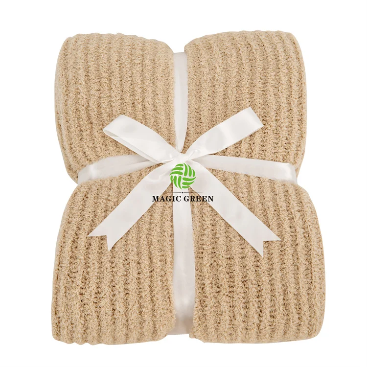 Волшебное зеленое облако с нулевым дефектом пушистое большое зимнее 100% Полиэстеровая полоса уютное ультра мягкое трикотажное одеяло из