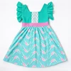 Narwhal Print Lace Ruffle Flutter Sleeve Dress