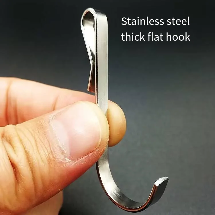 304 stainless steel novelty hooks Household kitchen bathroom novelty hooks flat steel shelving bedroom accessories details