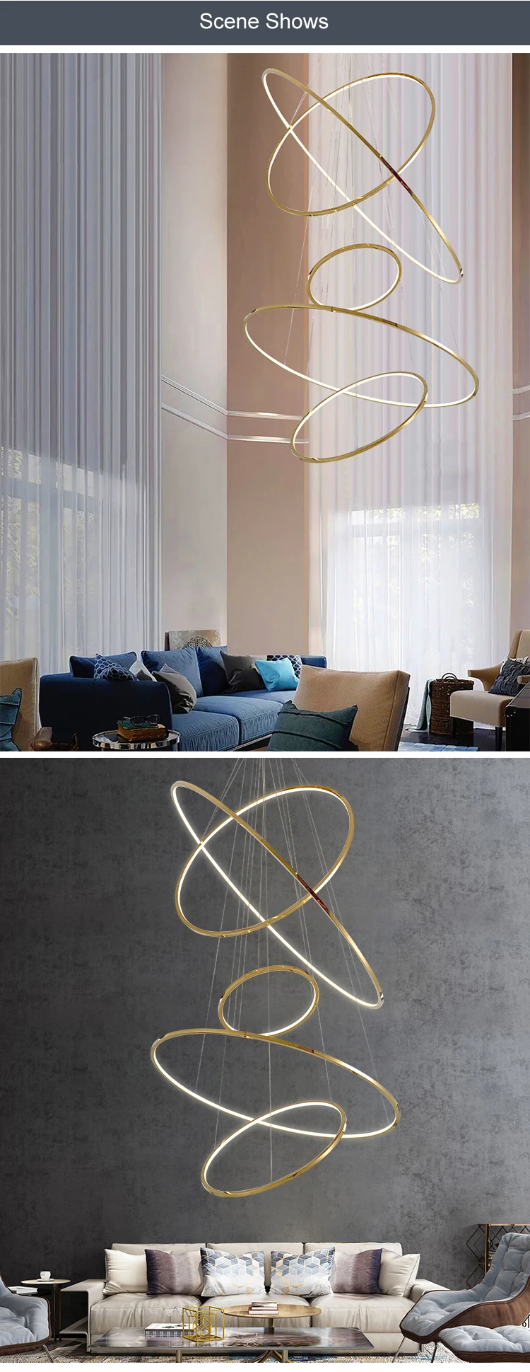 ptr835 unique design indoor decoration lighting hotel villa stainless steel round modern led chandelier-5