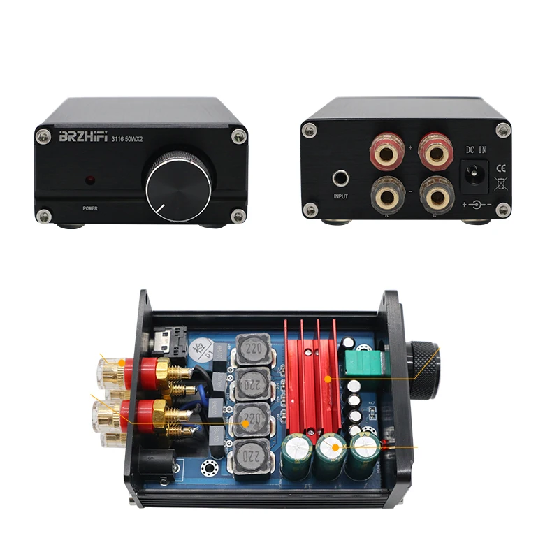 HIFI 2.0ステレオデジタルアンプ ミニ TPA3116 50W×2 100W×2 Bluetooth