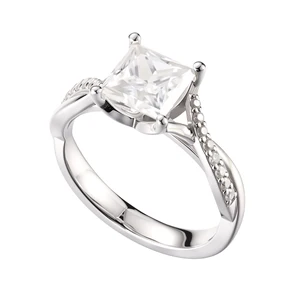 925 Silver Inlaid Fashionable Moissanite Brilliant Cut Rings Silver Classic square Diamond Setting Fine Jewelry Rings