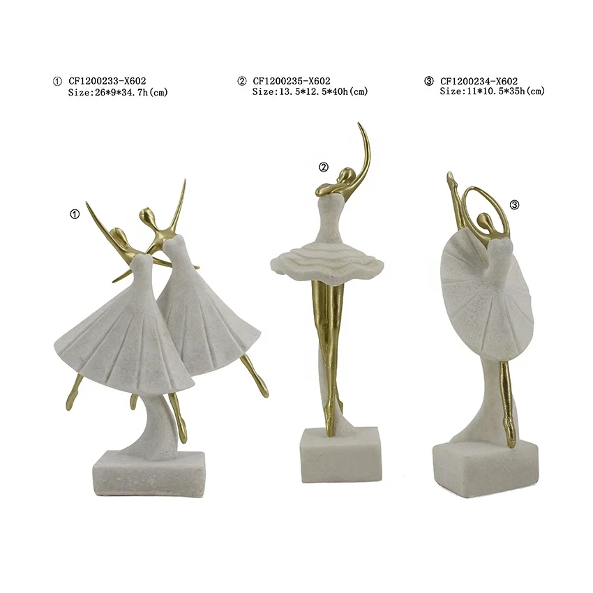 Polyresin Ballerina Statues Ornament Dancing Girl Dancer Ballet Figurines for Home Decor