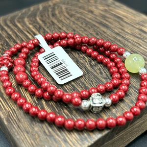 Natural Mineral Cinnabar Long String Necklace with High Content of 98% Cinnabar Long String Is the Preferred Fashionable Gift