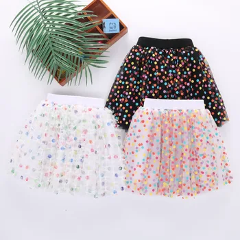 Amazon Hot Selling Girl Tutu Dress Colourful Printed Dot Tutu Skirt Children Kids New Design Flower Girl Skirt Girls Tutu Skirt