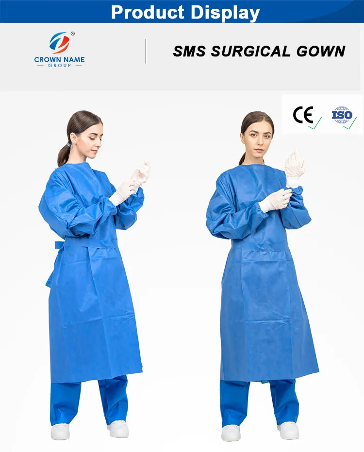 CE high sterile hospital waterproof aami level 2 4 PP PE CPE SMS reinforced disposable medical isolation clothes PPE gown