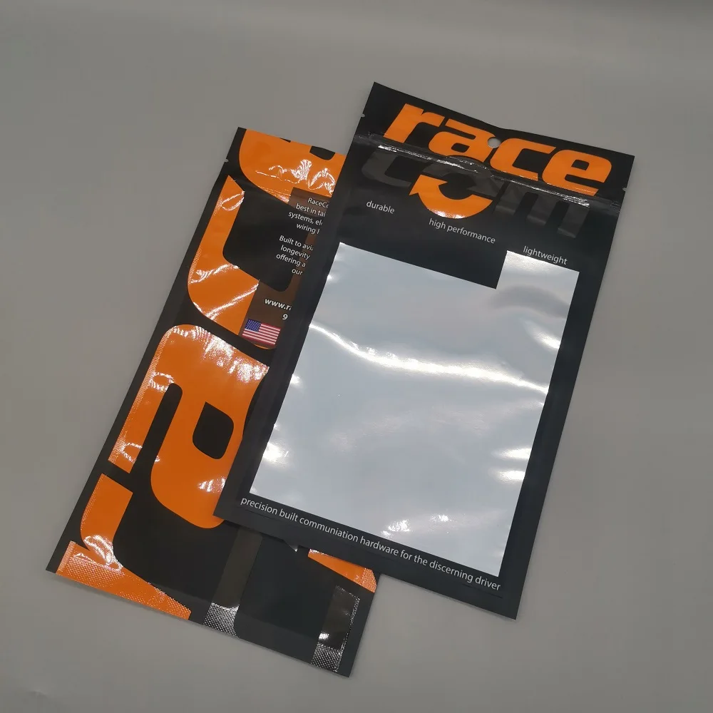 Packaging Clear Front Silver Back Aluminized Mylar Zipper Window Printed Transparent Plastic Bag