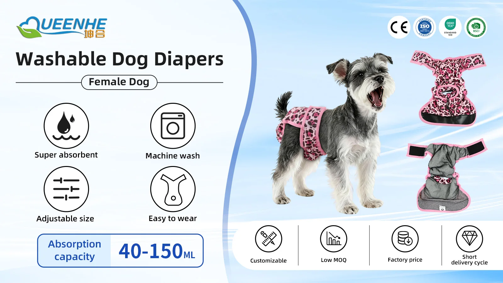Wholesale Reusable Washable Cloth Dog Diapers with Heavy Absorbency an - product detail 1