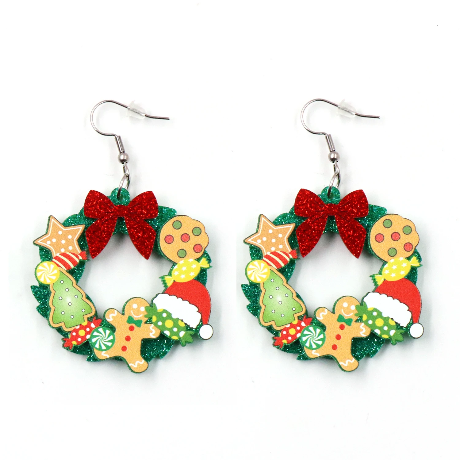 MD141ER2142 1pair New product CN Drop wreath TRENDY christmas Acrylic earrings Jewelry for women supplier