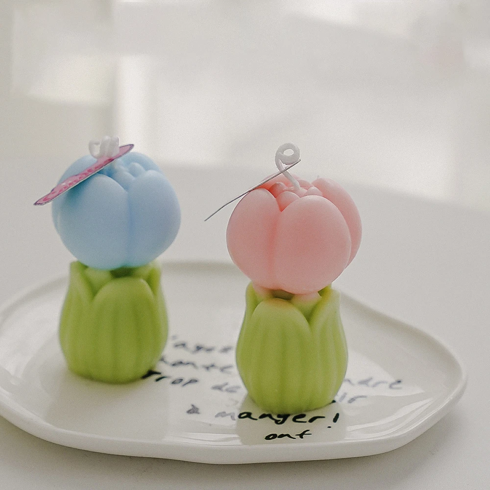 Birthday Wedding Valentine's Day Gift Lovely Tulip Bud Flower Shape Scented Candle