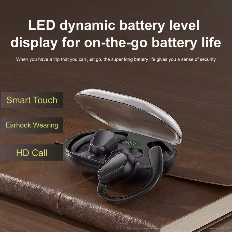 Promotion D88 TWS Wireless Earbuds with LED Display HIFI Sound Over-Ear Sport Earphone with IPX5 Waterproof Earhook JL Chipset