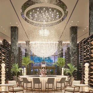 ECOJAS CL-004 Nordic Style Big Hotel Hanging Large Living Room Wedding Long Led Modern Ceiling Crystal Luxury Chandelier