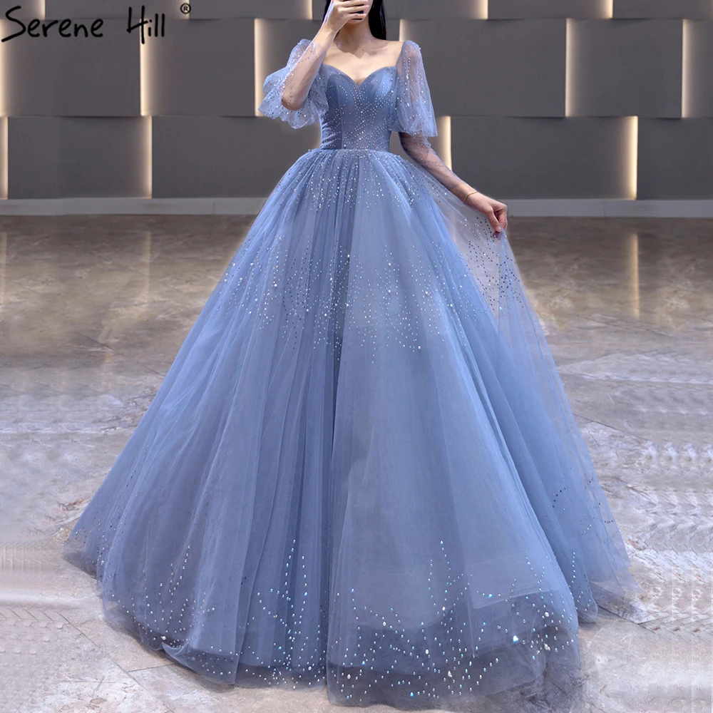 Womens Mesh Fairy Prom Ball Gown V-neck Long Sleeve Princess Elegant Dress  Blue | eBay
