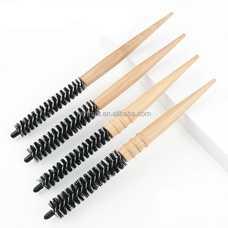 Runde Haarbürste Aus Nylon – 15 Mm Quiff Roller Für Locken & Glätte – Mit Holzgriff & Aluminiumrohr