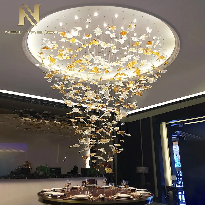 CPL-339 Professional Bespoke Indoor Decoration Lighting Hotel Villa Hall Staircase Ceiling Hanging Glass Led Chandelier