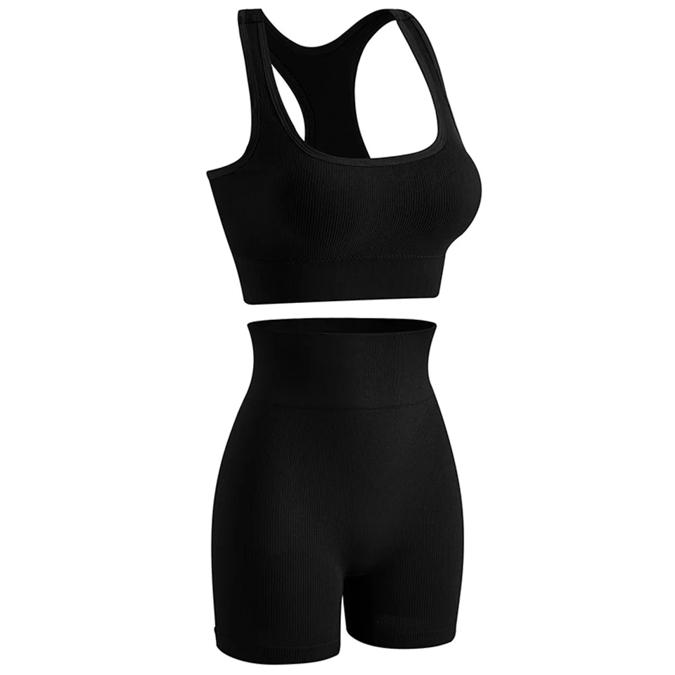 HKRXEC Sports Bra and High-Waist Shaping Shorts Set