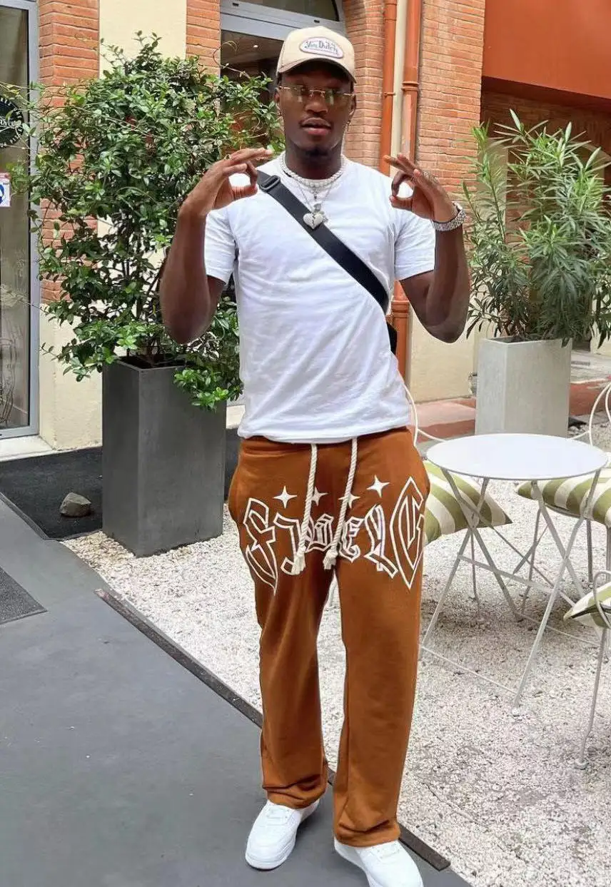 Streetwear Drawstring Pants Custom Loose Trousers Cotton Baggy Sweat Pants French Terry Puff Print Straight Leg Sweatpants Men gallery 8