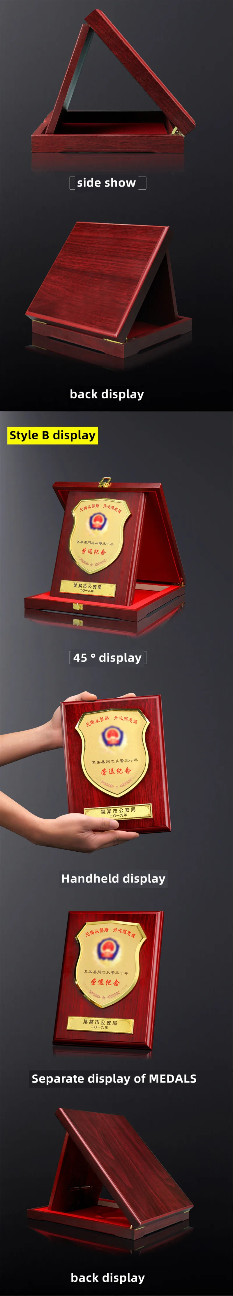 Trophy Box Custom Custom Memorial Wooden shields Trophy Craft Box and Plaques Awards ...