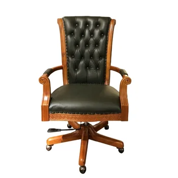 K265 Classic design Government chairman Business use High back leather swivel lift Solid wood office chair