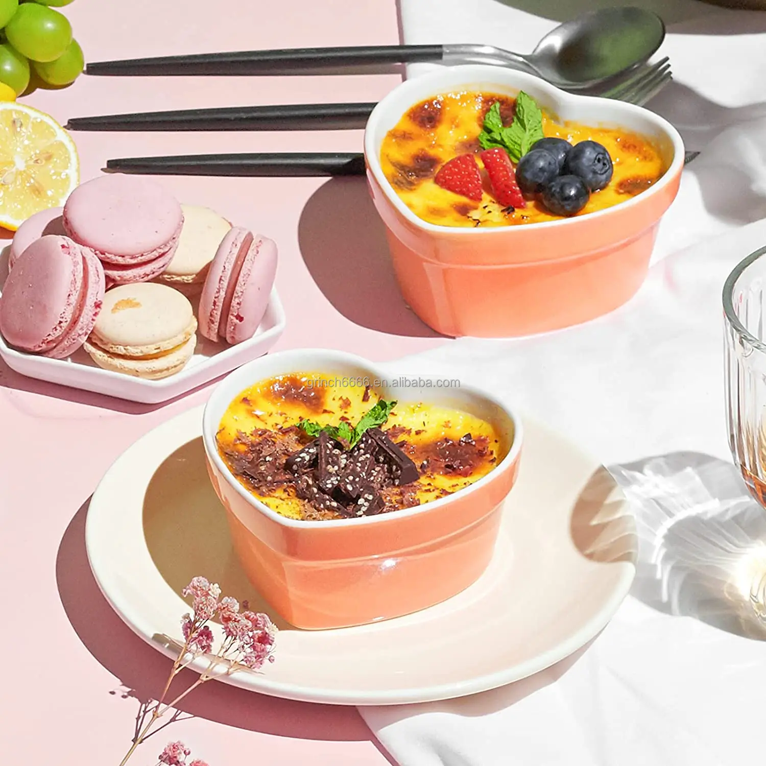 Ramekins 6 oz Ofenfeste Crème-Brûlée-Ramekins Set Porzellan-Soufflé-Schalen Herzförmige Ramekins zum Backen, für Desserts| Alibaba.com