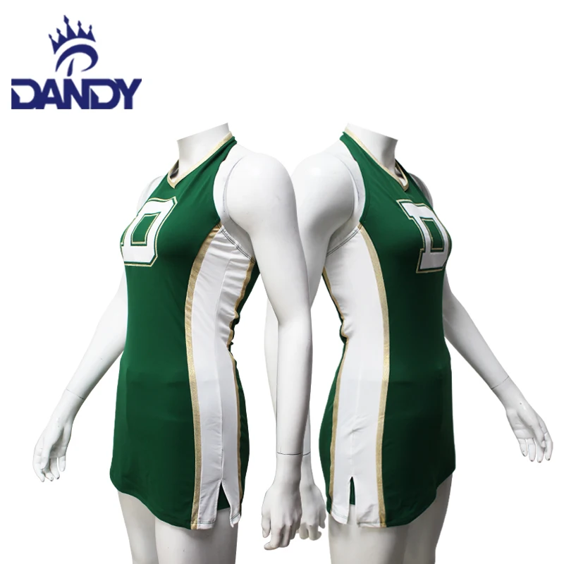 Green Design Cheerleading Dance Uniform Competition Women Diamonds Straight Dress