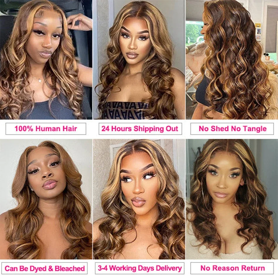 P4/27 Evidenziare Body Wave Bundles Ombre Blonde Human Hair Extensions Brasiliano Remy Tessitura_voghion.com