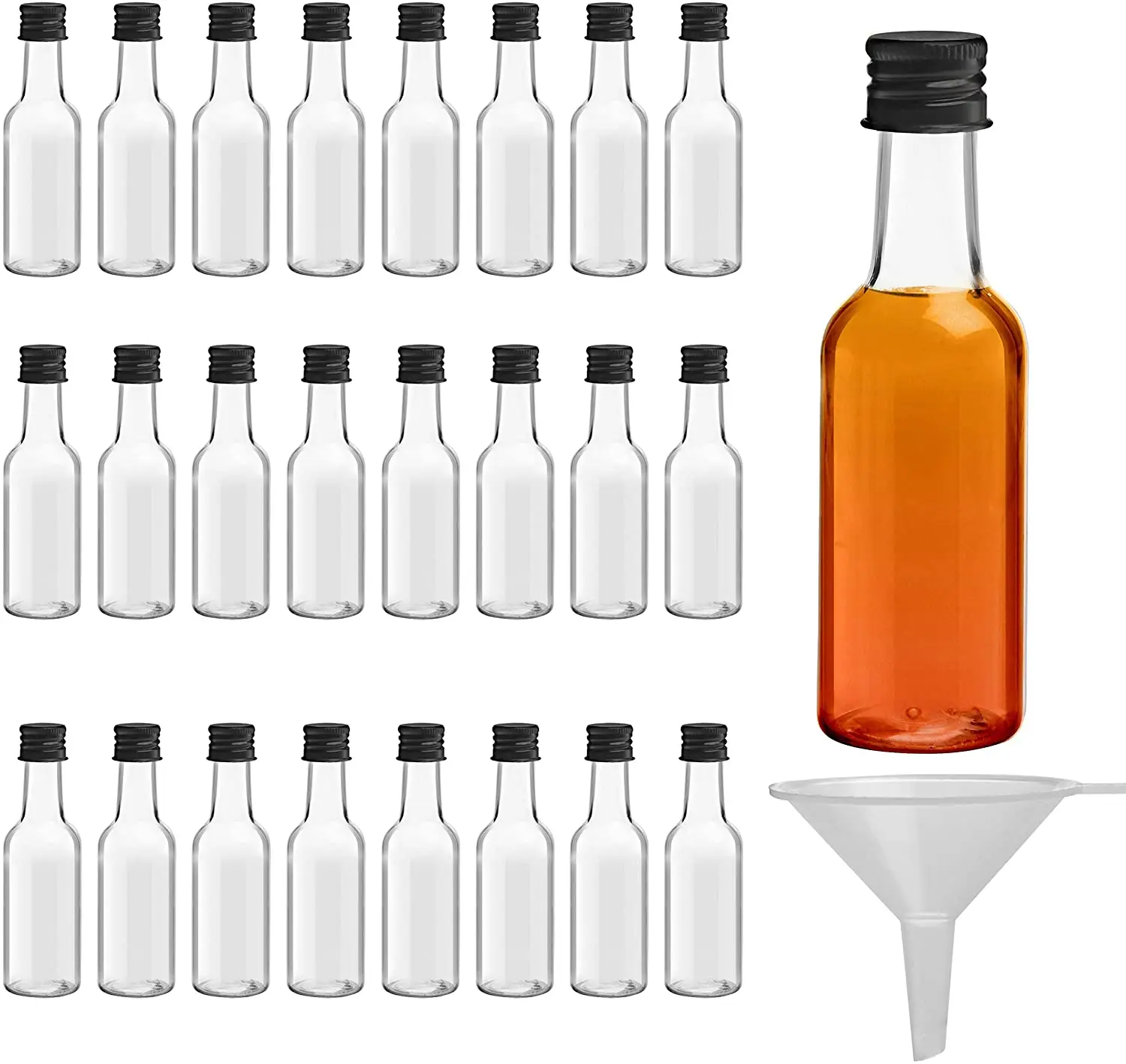 Mini Liquor Bottles, 50ml, Small Empty Plastic Mini Alcohol Bottles, Mini  Bottle Shots, Round or Square Bottles Caps Other Quantities 