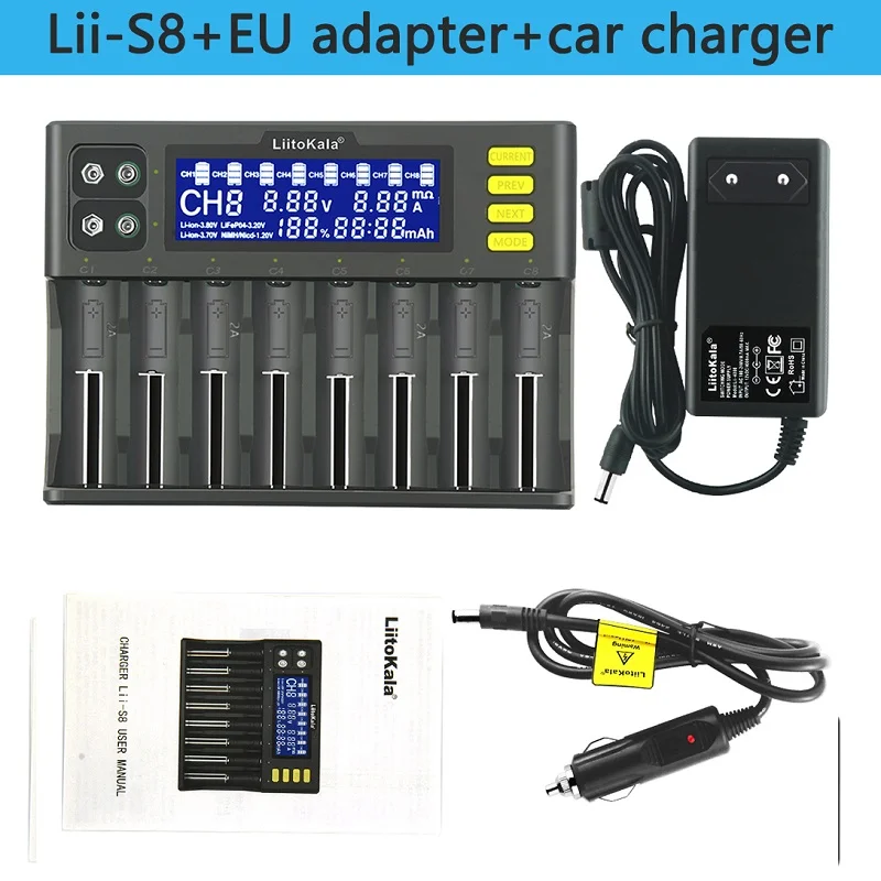 Liitokala LII-S8 Battery Charger - 8 Bay LCD Display