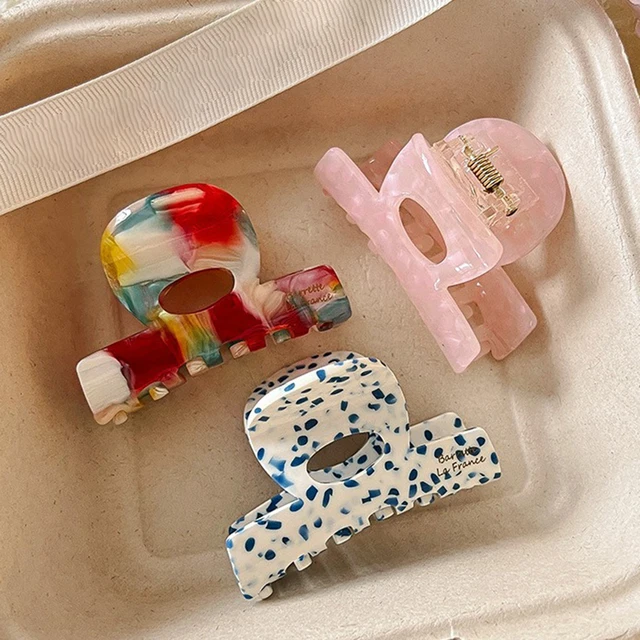 Acetic Acid Cute Small Hair Claw Vintage Acetate Casual Ponytails Shark Hair Claw Korean Fashion No Slip Hair Clip