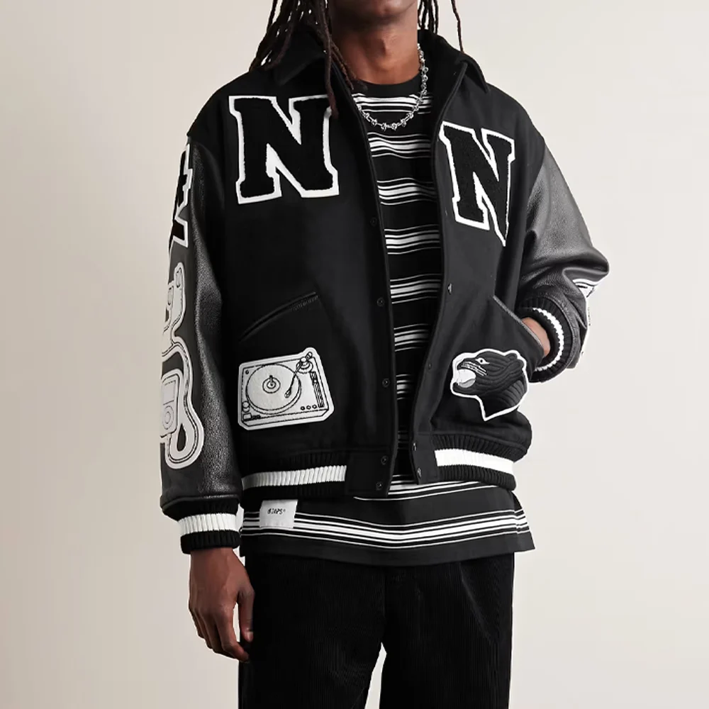 High-Quality Towel Men's Windbreaker Patch Embroidered Custom Letter Varsity Baseball Jacket For Men_voghion.com