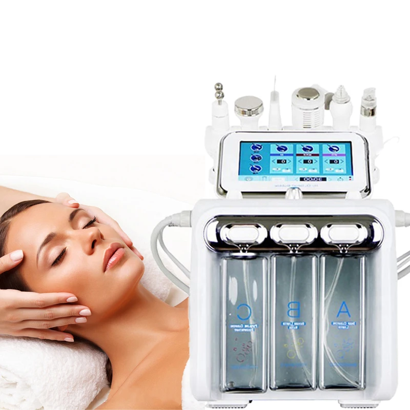 Small Bubble Hydra 7 in 1 Facial Machine Hydro Maquina Hidro Equipo H2O2 Dermabrasion Stand Type US IT Plugs for Beauty Clinic