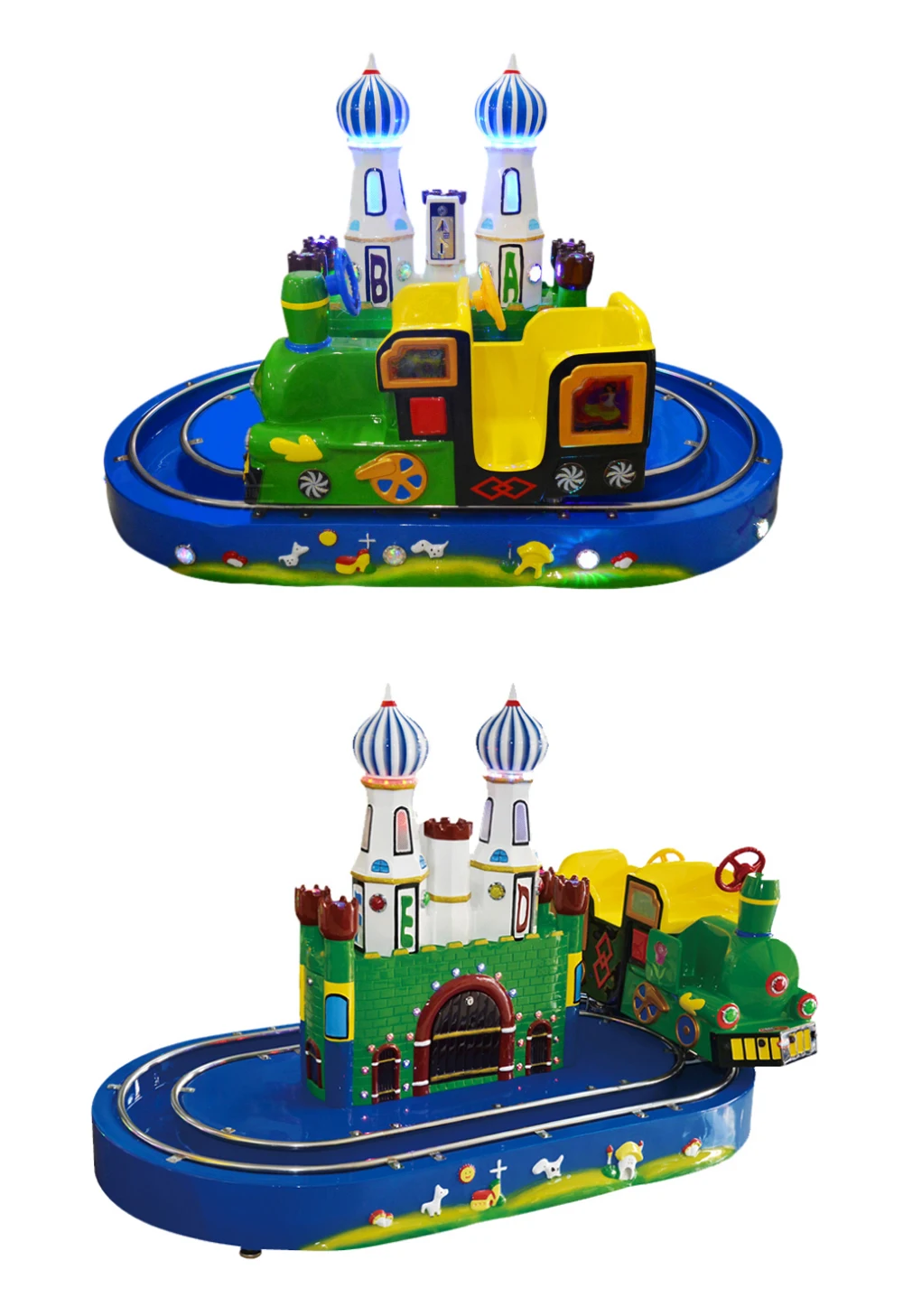 ChiIndoor coin-operated fiberglass children's castle train children's riding machine Coin-operated game video game manufacturers