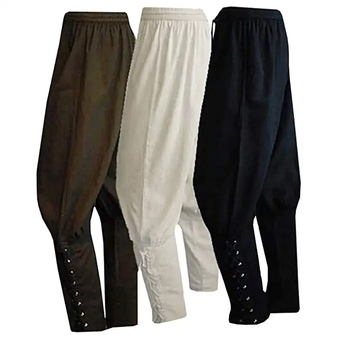 HOT Men Medieval Renaissance Loose Lace Up Trousers Viking Pants Fancy Dress 