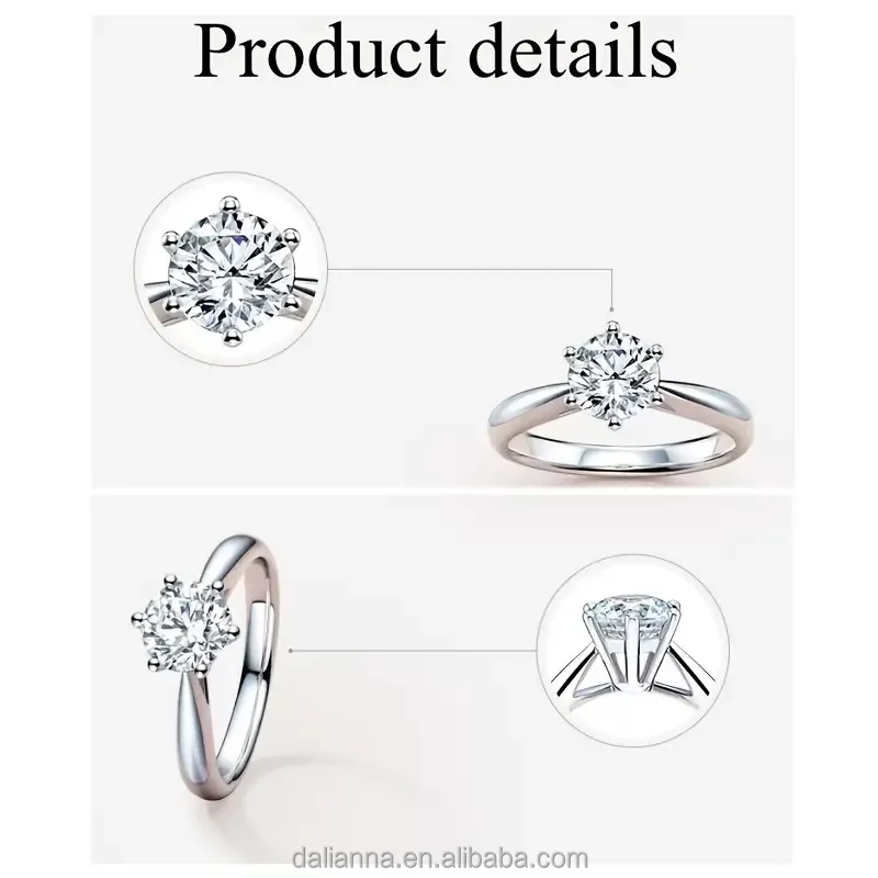 Wholesale 18k Gold Plated Jewelry Waterproof Rings 1ct2ct Vvs