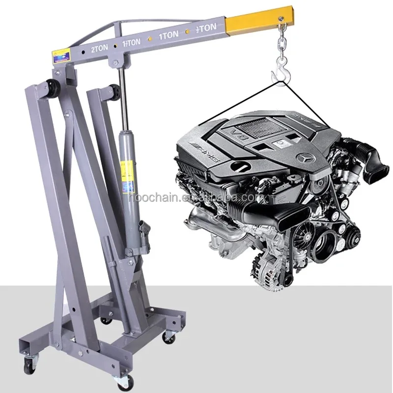 Hydraulic Folding Engine Crane Stand Hoist Lift Jack With Wheels