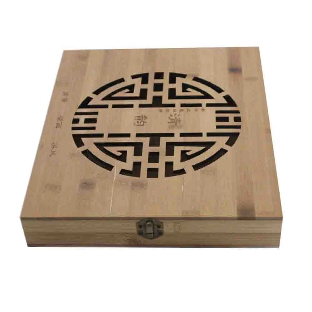 В китайском стиле бамбуковая деревянная Подарочная коробка для чая прямоугольная многофункциональная лазерная резная полая верхняя крышка напитков включая чай