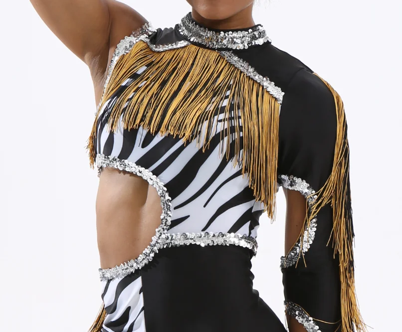 Custom Sequin Tassel Majorette Uniform Long Sleeve Majorette Dance