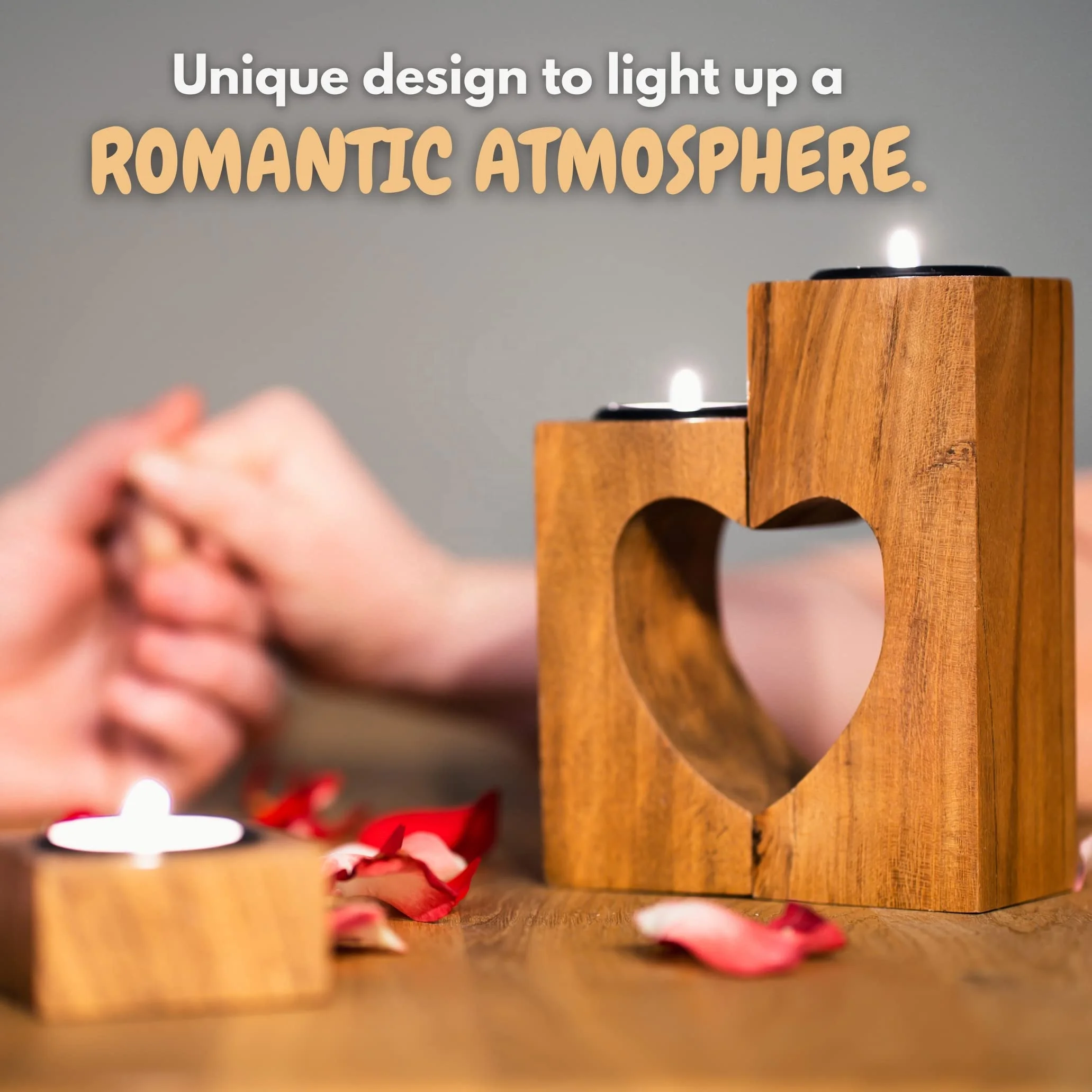 Portavelas De Madera Personalizado En Forma De Corazón - Decoración Boda, Navidad, Regalo