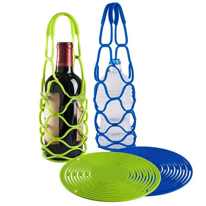 Bolsa de silicona para llevar botellas de vino, posavasos, cesta de malla  para Picnic - Main Image
