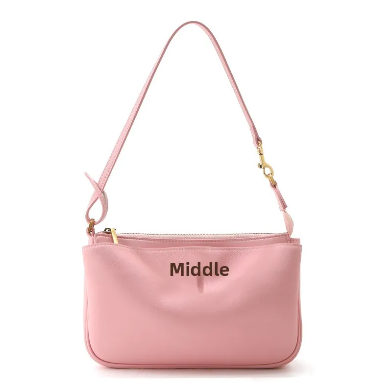 Rodeo Women’s Genuine Leather Underarm Crossbody Bag Mahjong Style High-grade Thread-locking Stitch Zipper Closure Single Strap